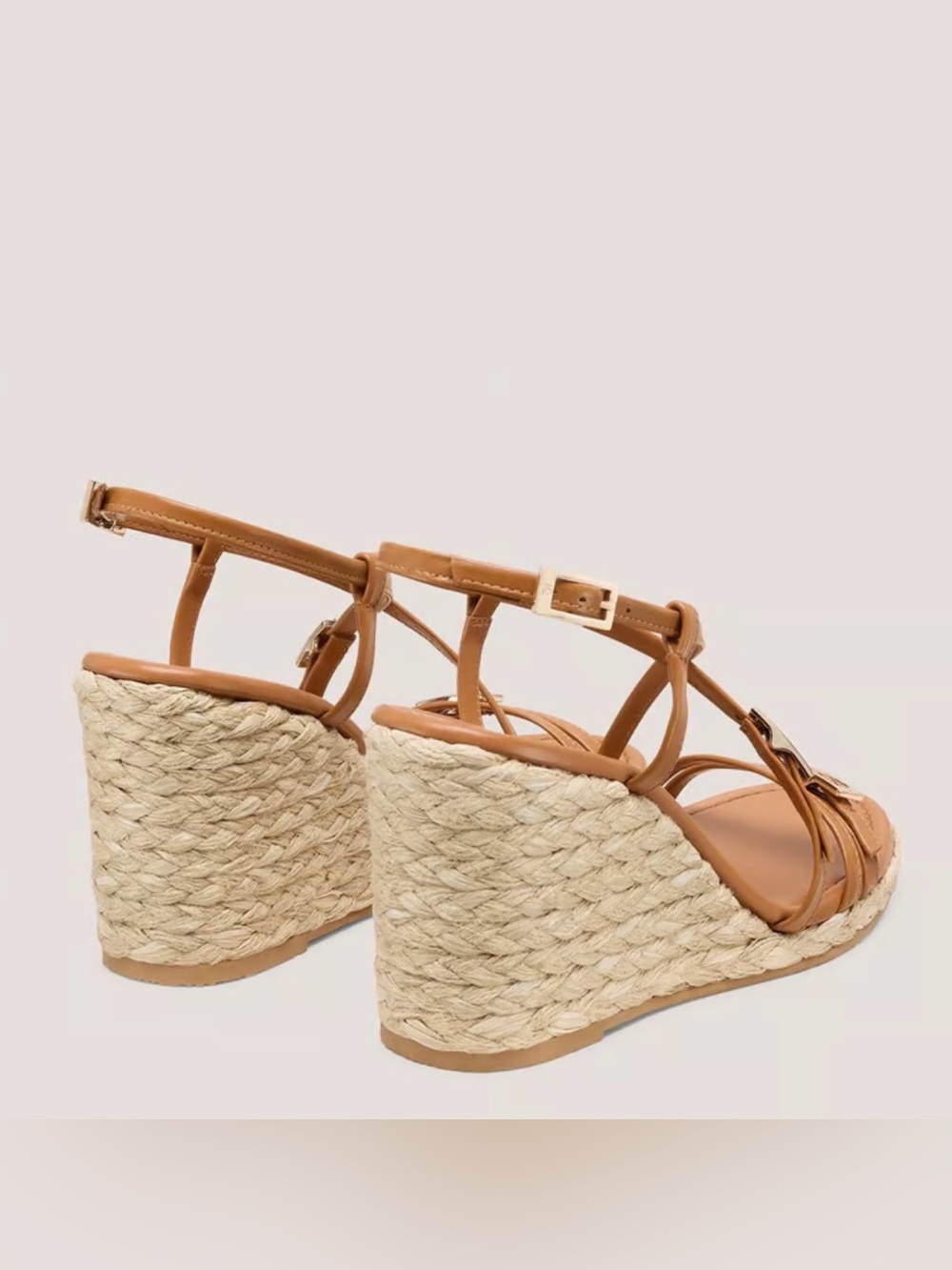 Stuart Weitzman $475 GEORGIE ESPADRILLE WEDGE SANDAL in  Macchiato Leather - Picture 3 of 4